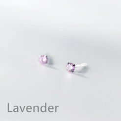 Mini Round Colorful Zircon Stud Earrings