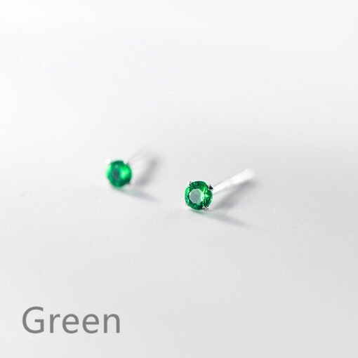 Mini Round Colorful Zircon Stud Earrings - Image 12