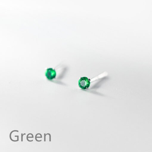 Mini Round Colorful Zircon Stud Earrings