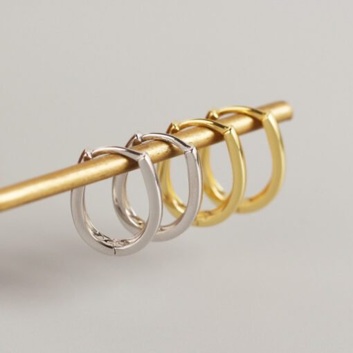 Thick Oval Hoop Earrings - Image 8