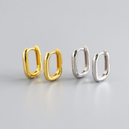 Geometric Oval Hoop Earrings - Image 5