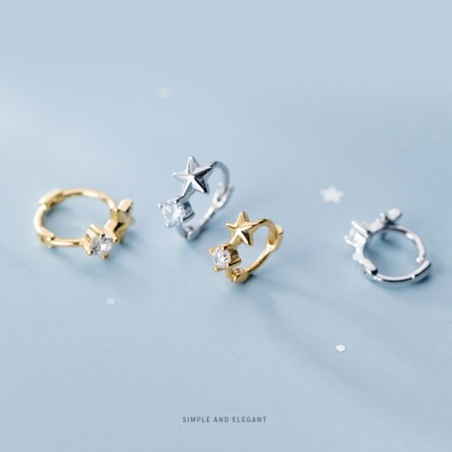 Zircon Star Hoop Earrings - Image 5