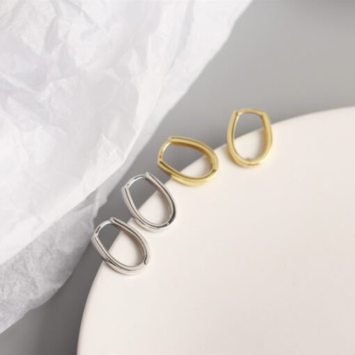 Thick Oval Hoop Earrings - Image 5