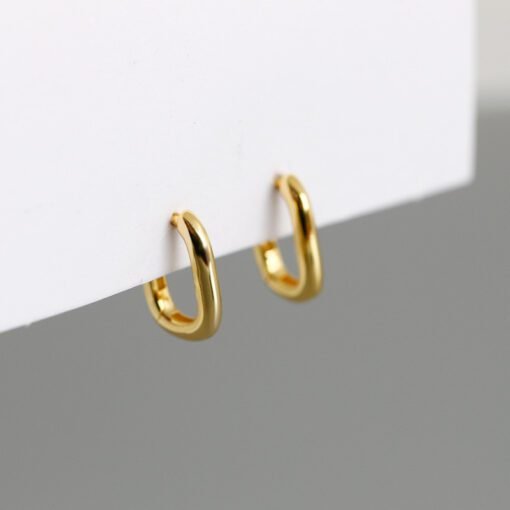 Geometric Oval Hoop Earrings - Image 9