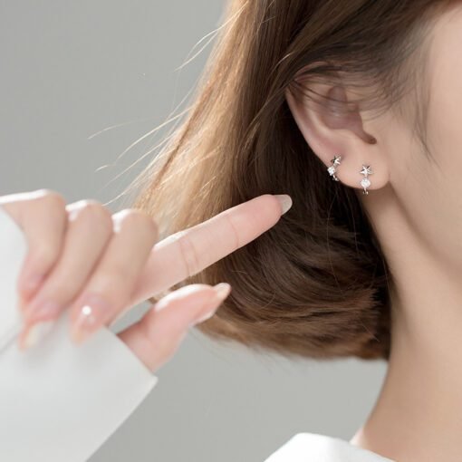 Zircon Star Hoop Earrings - Image 2