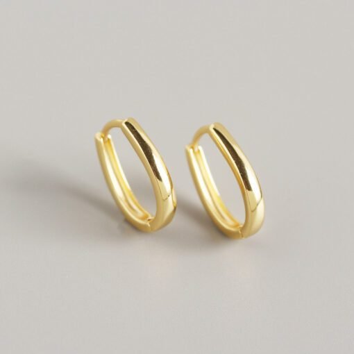 Thick Oval Hoop Earrings - Image 3