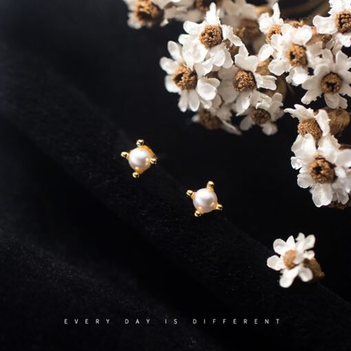Mini Pearl Stud Earrings - Image 8