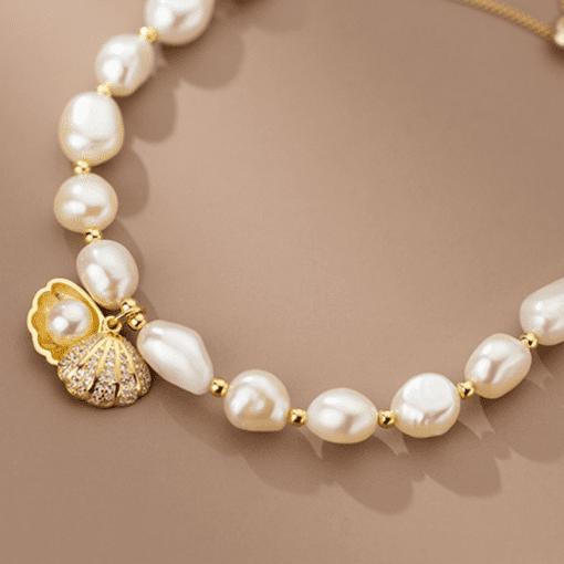 Beach Shell and Baroque Pearls Bracelet - Image 6