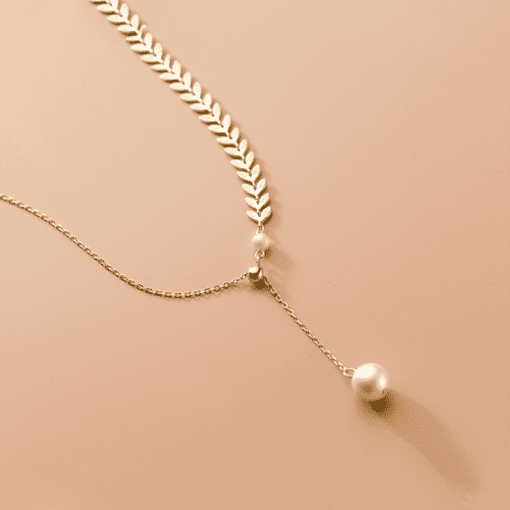 Wheat Ear Leaf Pearl Necklace - Image 6