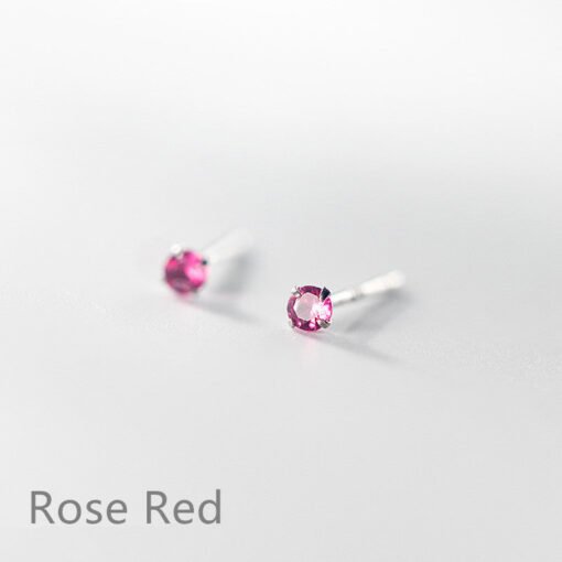 Mini Round Colorful Zircon Stud Earrings