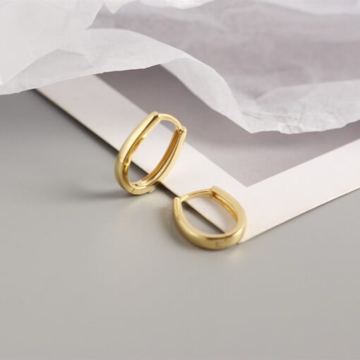Thick Oval Hoop Earrings - Image 6