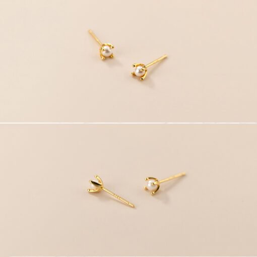Mini Pearl Stud Earrings - Image 6