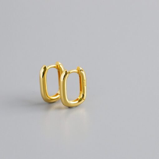 Geometric Oval Hoop Earrings - Image 4