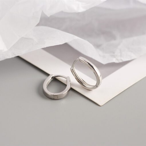 Thick Oval Hoop Earrings - Image 7