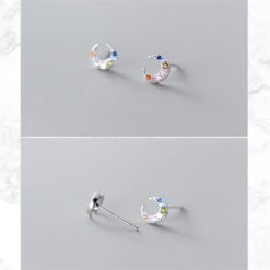 Multicolored Zircon Moon Stud Earrings