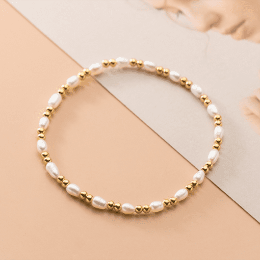 Golden Bead Pearl Bracelet