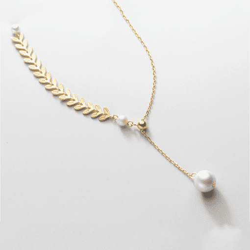 Wheat Ear Leaf Pearl Necklace - Image 9