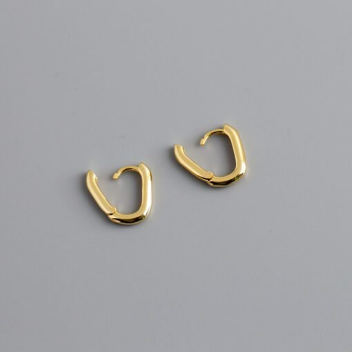 Geometric Oval Hoop Earrings - Image 8