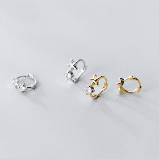 Zircon Star Hoop Earrings - Image 8