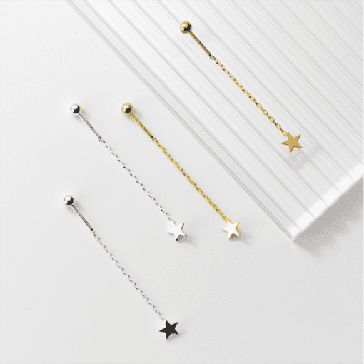 Sweet Star Chain Tassel Earrings - Image 2