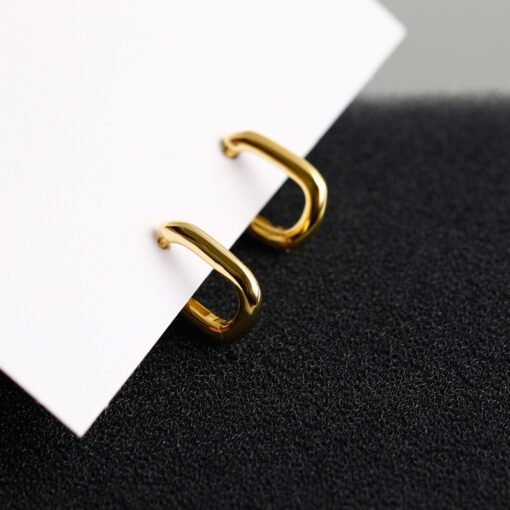 Geometric Oval Hoop Earrings - Image 10