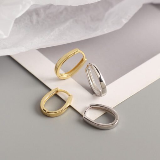 Thick Oval Hoop Earrings - Image 2