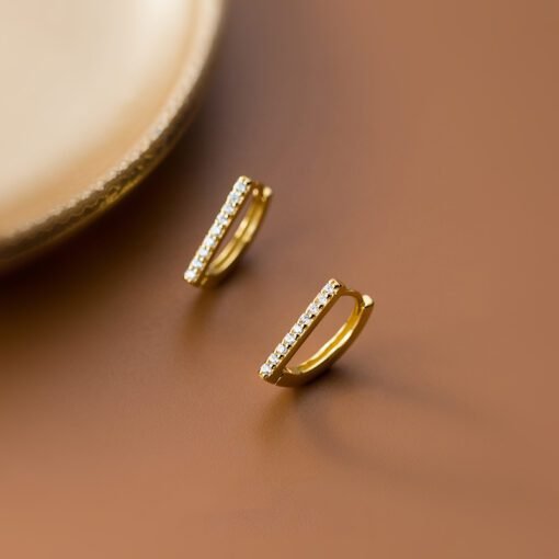 Geometric Zircon Hoop Earrings - Image 6