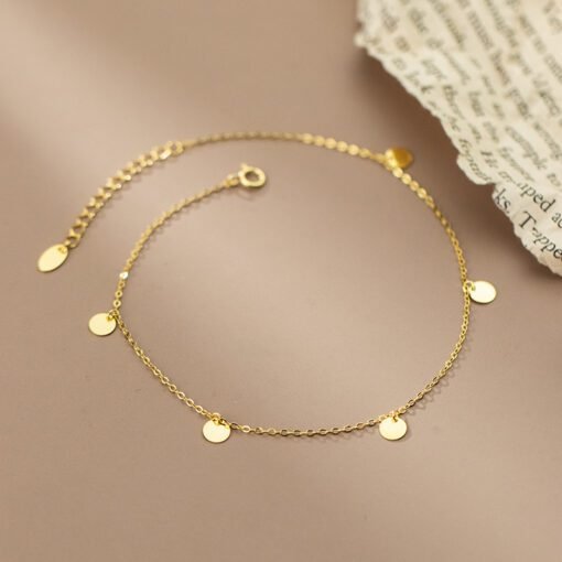 Simple Disc Link Chain Anklet - Image 2