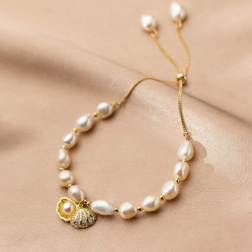 Beach Shell and Baroque Pearls Bracelet - Image 3