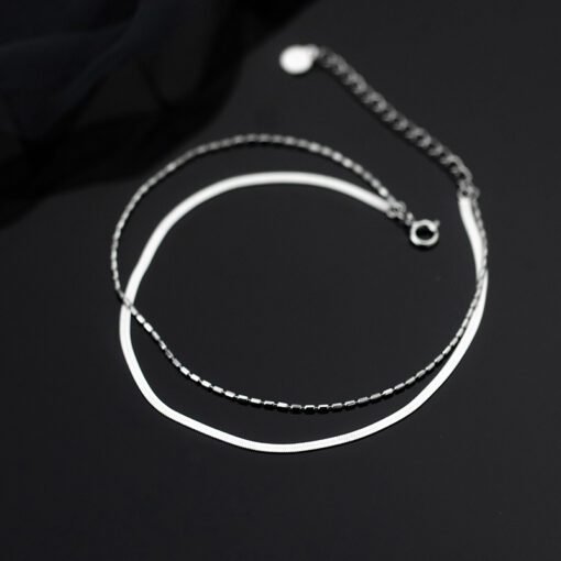 Double Chain Anklet In The Form Of A Snake Bone And Beans - Image 2