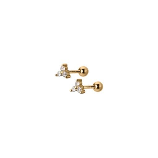 Three Petal Zircon Flower Earrings - Image 8