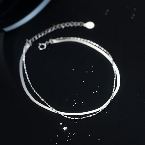 Double Chain Anklet In The Form Of A Snake Bone And Beans - Image 3