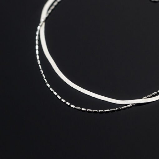 Double Chain Anklet In The Form Of A Snake Bone And Beans - Image 4