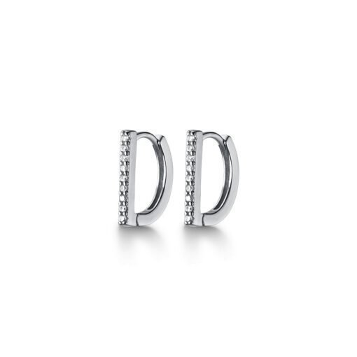 Geometric Zircon Hoop Earrings - Image 2