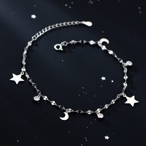 Elegant Moon Star Chain Anklet - Image 2