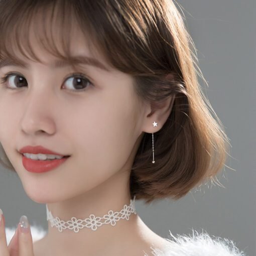 Sweet Star Chain Tassel Earrings - Image 5