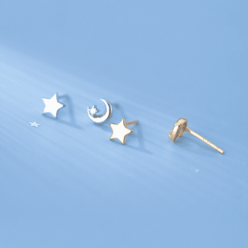 Star Moon Stud Earrings - Image 7