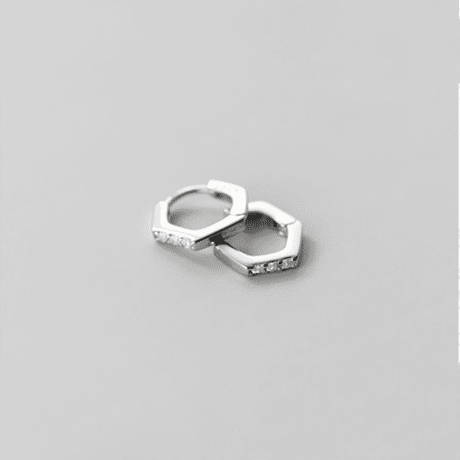 Mini Hexagonal Hoop Earrings - Image 4