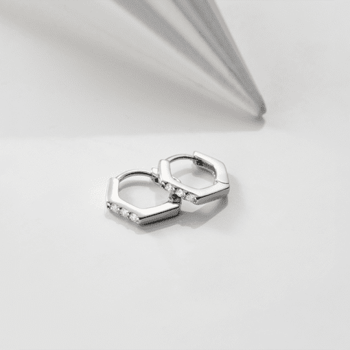 Mini Hexagonal Hoop Earrings - Image 7