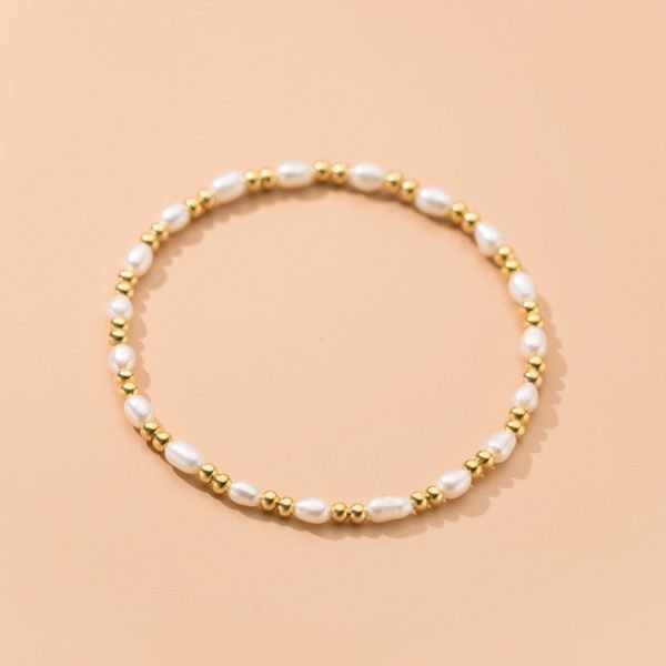 Vue alternative de Golden Bead Pearl Bracelet