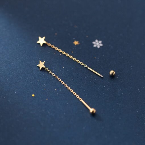 Sweet Star Chain Tassel Earrings - Image 3