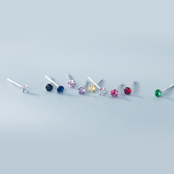 Vue alternative de Mini Round Colorful Zircon Stud Earrings