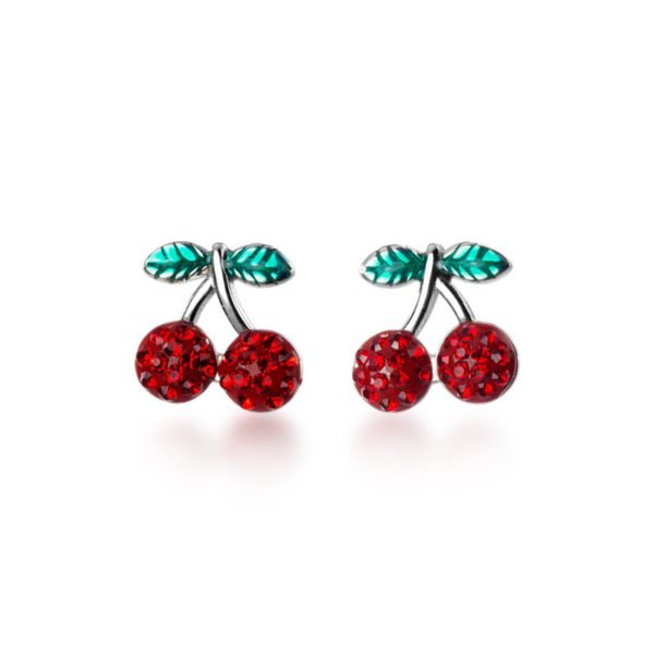 Vue alternative de Red Zircon Cherry Stud Earrings