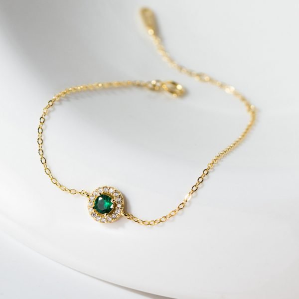 Vue alternative de Luxe Emerald Zircon Link Charm Bracelet