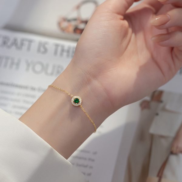 Luxe Emerald Zircon Link Charm Bracelet