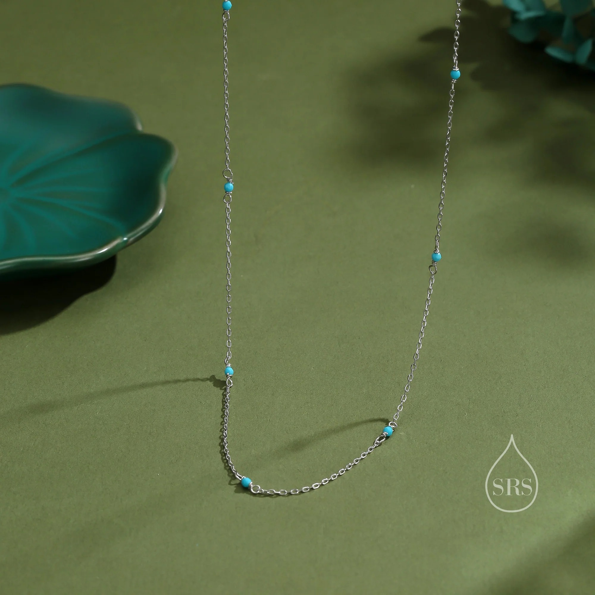 Vue alternative de 2mm Turquoise Beaded Satellite Chain Necklace
