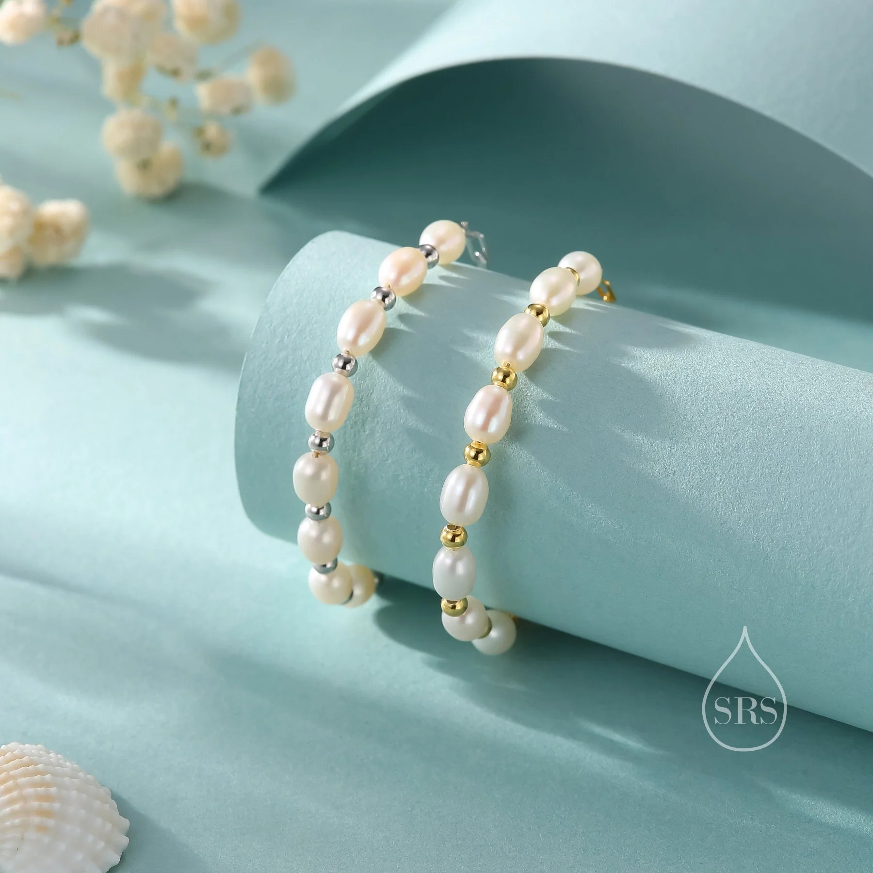 Asymmetrical Paperclip Chain and Pearl Bracelet - Image 6