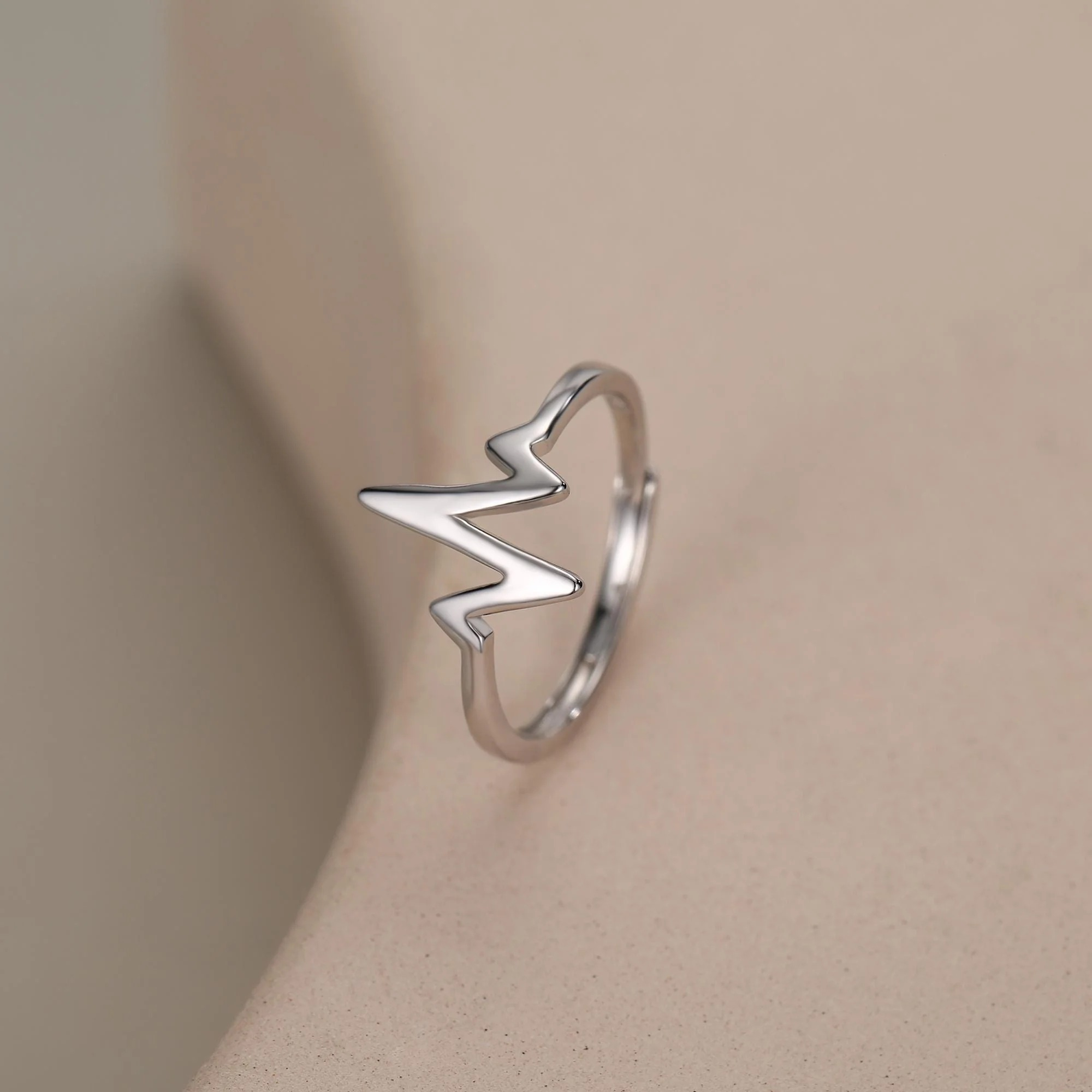 Dainty Heartbeat ECG Motif Ring - Image 6