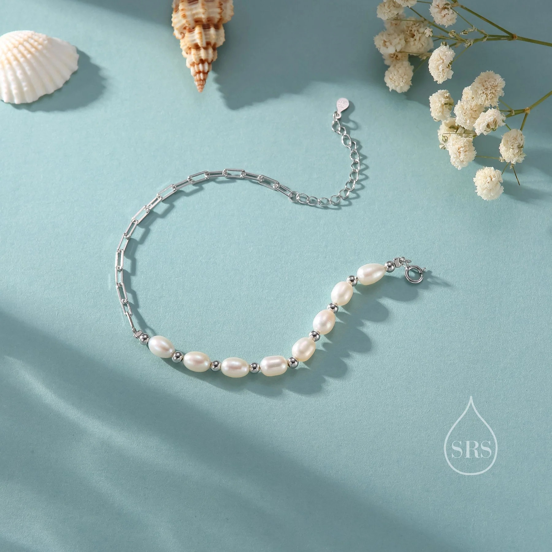 Asymmetrical Paperclip Chain and Pearl Bracelet - Image 7