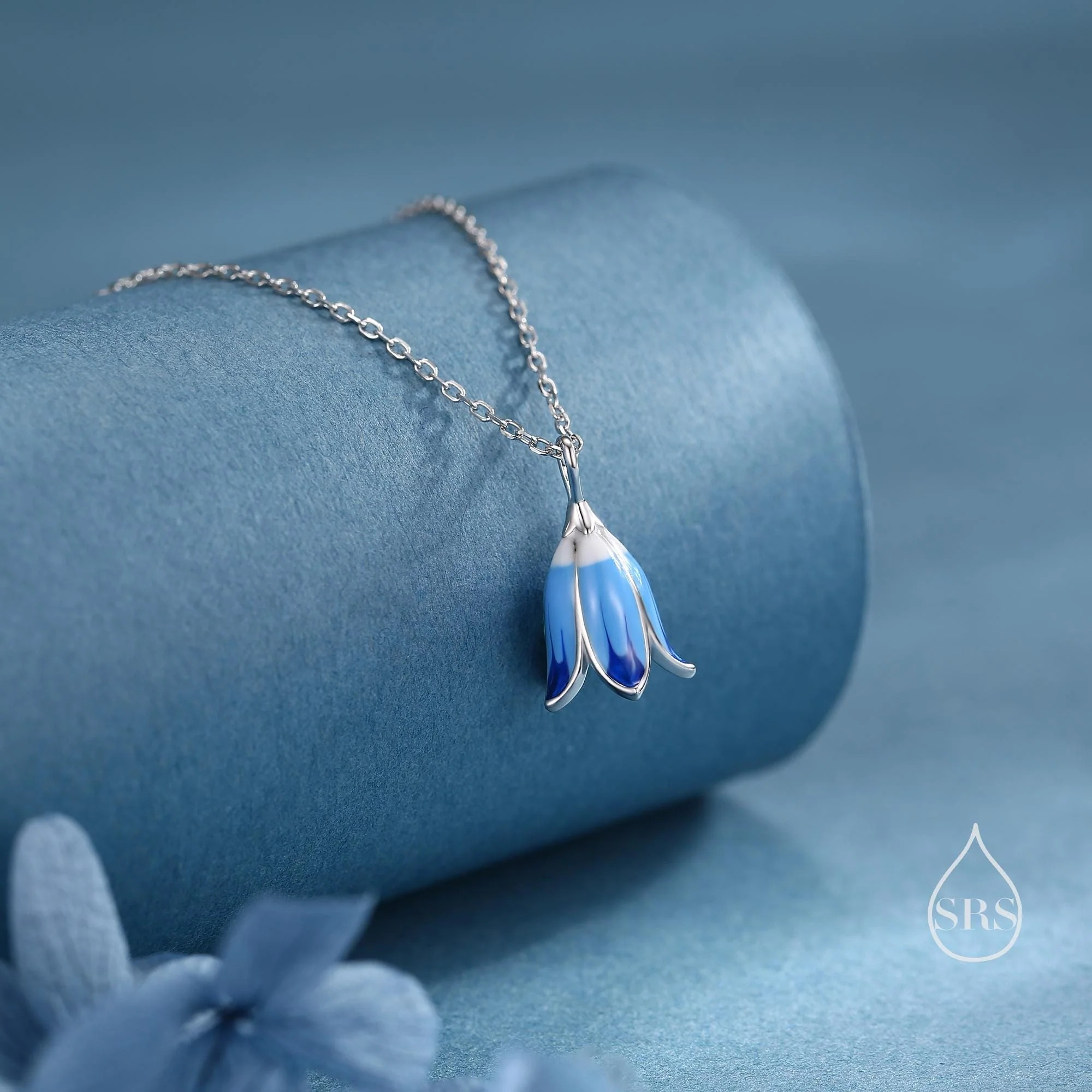 Enamel Bluebell Pendant Necklace - Image 4